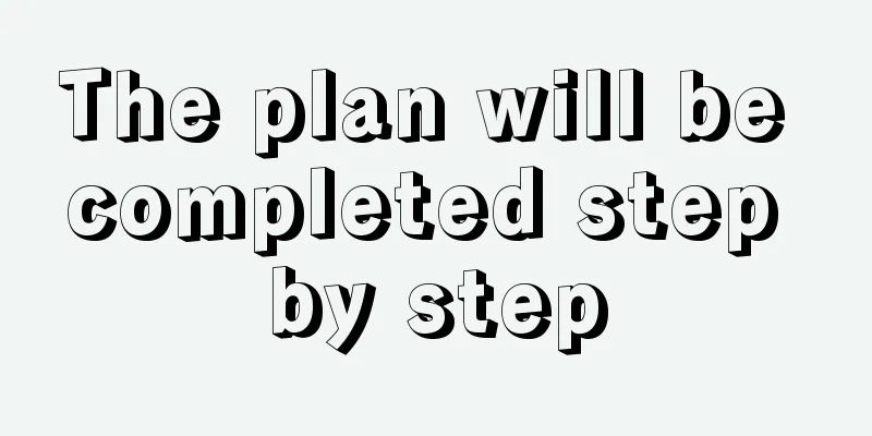 The plan will be completed step by step