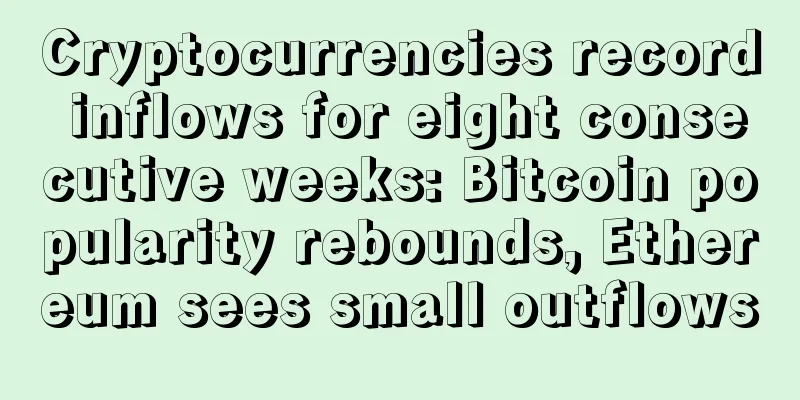 Cryptocurrencies record inflows for eight consecutive weeks: Bitcoin popularity rebounds, Ethereum sees small outflows