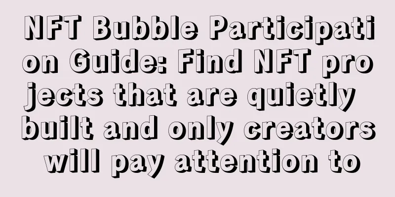 NFT Bubble Participation Guide: Find NFT projects that are quietly built and only creators will pay attention to