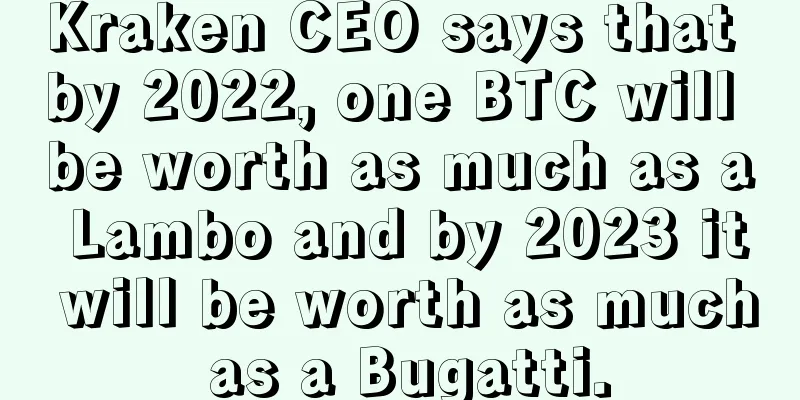 Kraken CEO says that by 2022, one BTC will be worth as much as a Lambo and by 2023 it will be worth as much as a Bugatti.