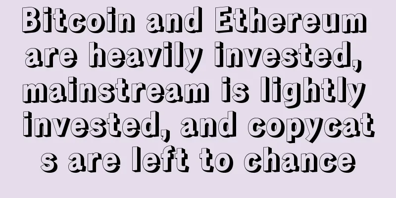 Bitcoin and Ethereum are heavily invested, mainstream is lightly invested, and copycats are left to chance