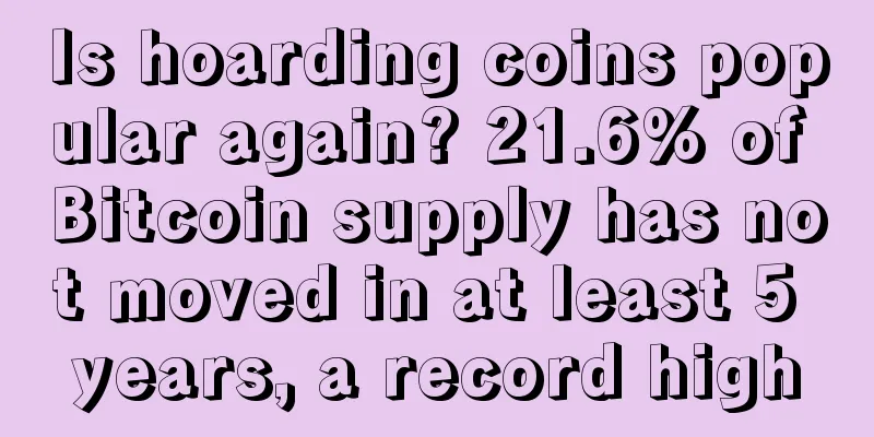 Is hoarding coins popular again? 21.6% of Bitcoin supply has not moved in at least 5 years, a record high