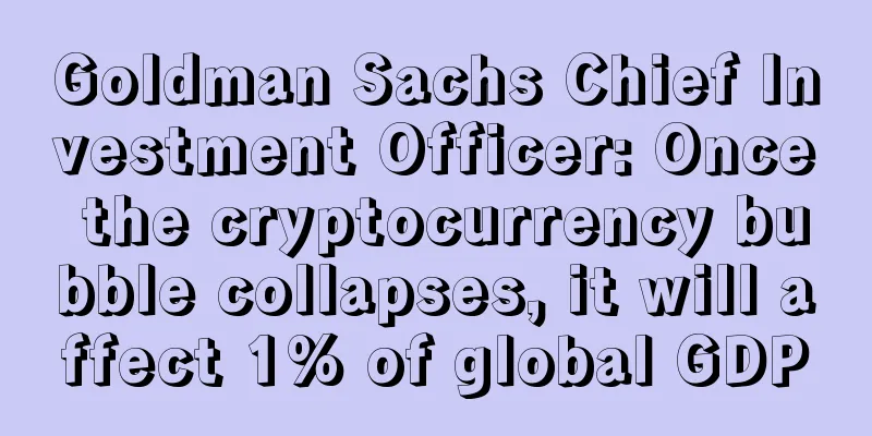 Goldman Sachs Chief Investment Officer: Once the cryptocurrency bubble collapses, it will affect 1% of global GDP