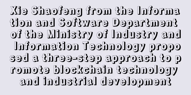 Xie Shaofeng from the Information and Software Department of the Ministry of Industry and Information Technology proposed a three-step approach to promote blockchain technology and industrial development