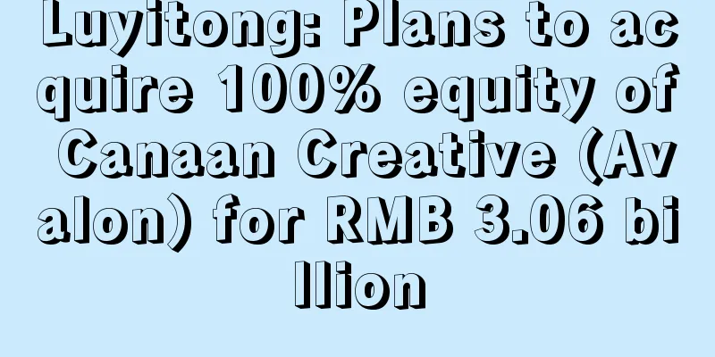 Luyitong: Plans to acquire 100% equity of Canaan Creative (Avalon) for RMB 3.06 billion