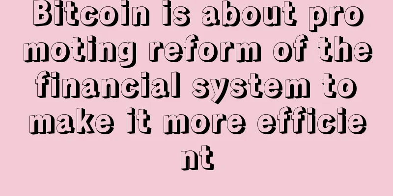 Bitcoin is about promoting reform of the financial system to make it more efficient